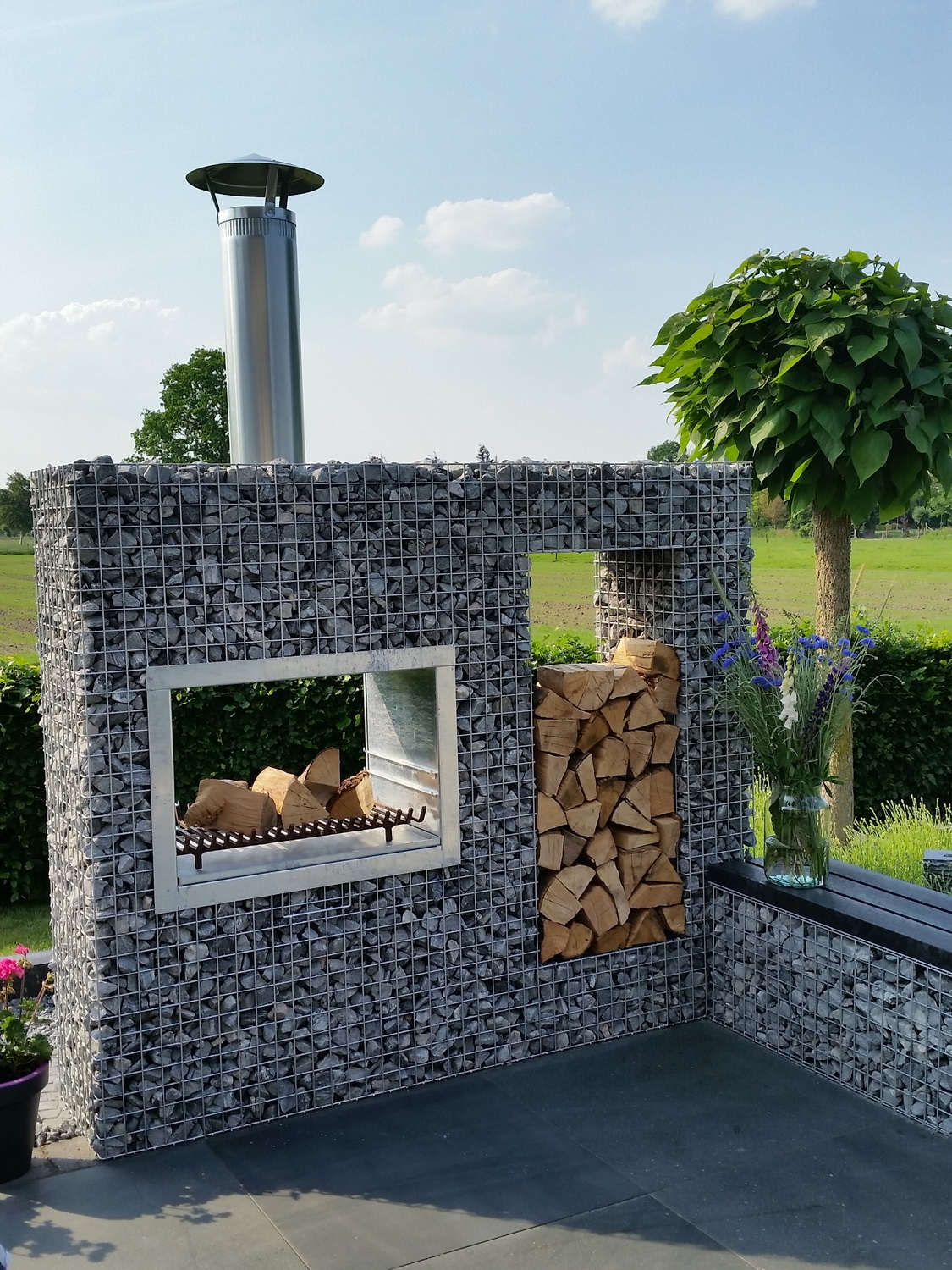 Steinkorb Garten-Kamin Grill XL