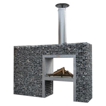 Steinkorb Durchsicht-Kamin Grill 2,00m x 1,30m x 0,48m