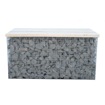 Gabionenbank Auflage Bauholz