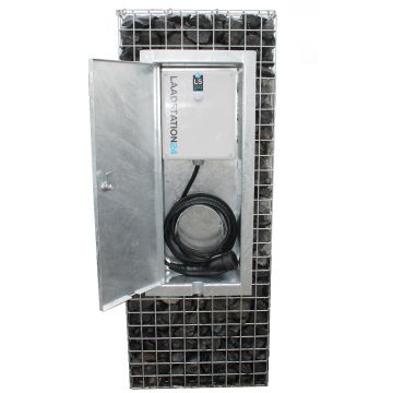 Ladestation Gabione für Elektroauto.