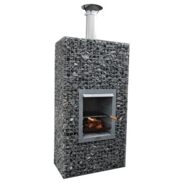 Steinkorb Wandkamin Grill (mit Rückwand)