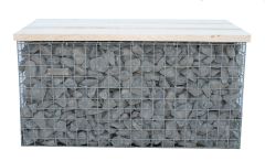 Gabionenbank Auflage Bauholz