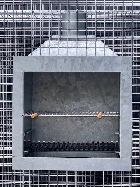 Steinkorb Würfelkamin Grill Feuerstelle