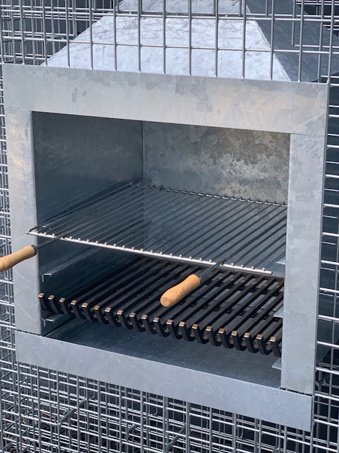 Steinkorb Würfelkamin Grillrost