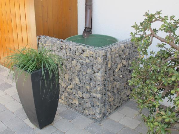 Wasserbecken verdeckt hinter Gabionen platzieren Wasserbecken verdeckt hinter Gabionen platzieren