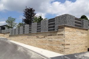 WPC Sichtschutzzaun mit Gabionen – WPC-zaun mit Gabionen