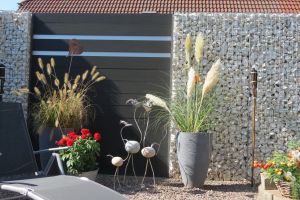WPC Sichtschutzzaun mit Gabionen – WPC-zaun mit Gabionen