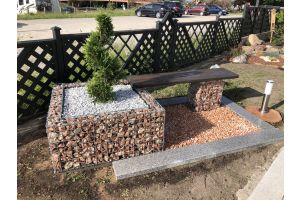 Gabionen Hochbeet mit Bank – Gabionen Hochbeet. Gabionen Hochbeet mit Bank