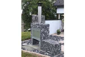 Blockkamin/Grill mit Gabionen – Gartenkamine. Blockkamin/Grill mit Gabionen