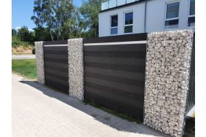 WPC Sichtschutzzaun mit Gabionen – WPC-zaun mit Gabionen