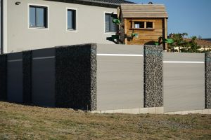 WPC Sichtschutzzaun mit Gabionen – WPC-zaun mit Gabionen