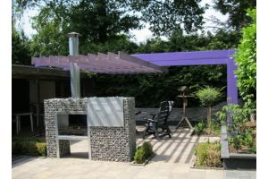 Durchsichtkamin mit Windschutz – Gartenkamine. Durchsichtkamin mit Windschutz