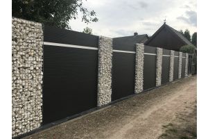 WPC Sichtschutzzaun mit Gabionen – WPC-zaun mit Gabionen