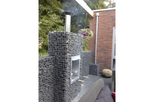 Gabionen Gartenkamin mit Norwegen Granit – Gartenkamine. Gabionen Gartenkamin mit Norwegen Granit