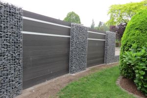 WPC Sichtschutzzaun mit Gabionen – WPC-zaun mit Gabionen