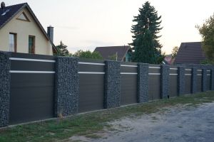 WPC Sichtschutzzaun mit Gabionen – WPC-zaun mit Gabionen