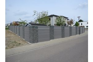WPC Sichtschutzzaun mit Gabionen – WPC-zaun mit Gabionen