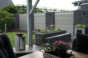 WPC Sichtschutzzaun mit Gabionen – WPC-zaun mit Gabionen
