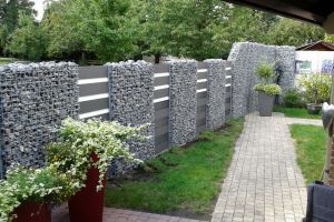 WPC Sichtschutzzaun mit Gabionen – WPC-zaun mit Gabionen