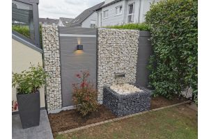 WPC Sichtschutzzaun mit Gabionen – WPC-zaun mit Gabionen