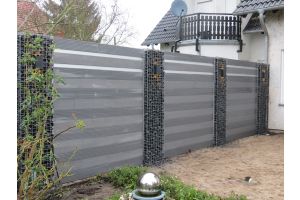 WPC Sichtschutzzaun mit Gabionen – WPC-zaun mit Gabionen