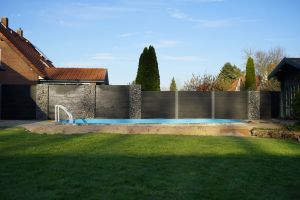 WPC Sichtschutzzaun mit Gabionen – WPC-zaun mit Gabionen