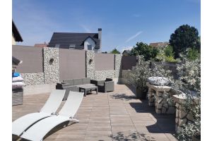 WPC Sichtschutzzaun mit Gabionen – WPC-zaun mit Gabionen