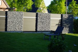 WPC Sichtschutzzaun mit Gabionen – WPC-zaun mit Gabionen