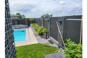 WPC Sichtschutzzaun mit Gabionen – WPC-zaun mit Gabionen