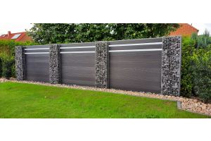 WPC Sichtschutzzaun mit Gabionen – WPC-zaun mit Gabionen