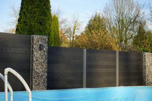 WPC Sichtschutzzaun mit Gabionen – WPC-zaun mit Gabionen