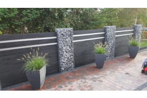 WPC Sichtschutzzaun mit Gabionen – WPC-zaun mit Gabionen