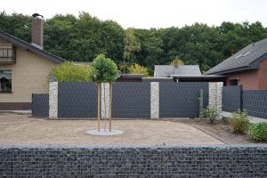 WPC Sichtschutzzaun mit Gabionen – WPC-zaun mit Gabionen