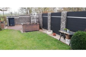 WPC Sichtschutzzaun mit Gabionen – WPC-zaun mit Gabionen