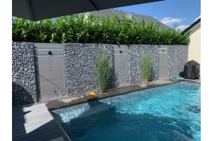 WPC Sichtschutzzaun mit Gabionen – WPC-zaun mit Gabionen