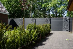 WPC Sichtschutzzaun mit Gabionen – WPC-zaun mit Gabionen