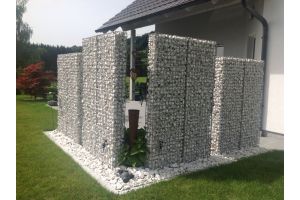 Gabione mit Yellow Sun Bruchstein – Gabionen