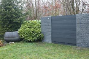 WPC Sichtschutzzaun mit Gabionen – WPC-zaun mit Gabionen