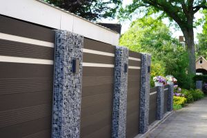 WPC Sichtschutzzaun mit Gabionen – WPC-zaun mit Gabionen