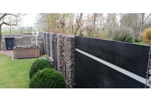 WPC Sichtschutzzaun mit Gabionen – WPC-zaun mit Gabionen