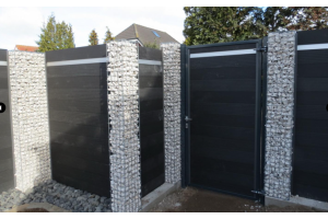 WPC Sichtschutzzaun mit Gabionen – WPC-zaun mit Gabionen