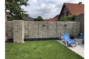 Gabionen mit LED und Yellow Sun – Yellow Sun Bruchstein. Gabionen mit LED und Yellow Sun