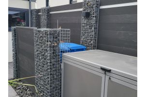 Steinkörbe Mülltonnenverkleidung – Gabionen Mülltonnenverkleidung. Steinkörbe Mülltonnenverkleidung