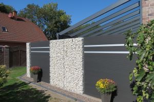 WPC Sichtschutzzaun mit Gabionen – WPC-zaun mit Gabionen