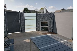 Steinkorb Eckkamin – Gartenkamine. Steinkorb Eckkamin